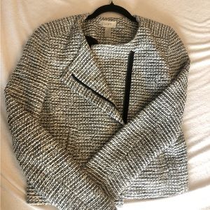 Loft Black & White Zip-Up Blazer